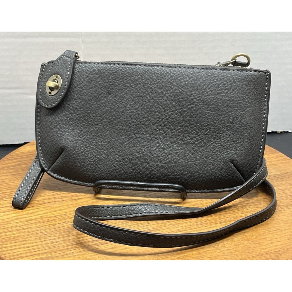 Joy Susan Convertible‎ Mini Crossbody Wristlet Clutch Pebbles Gray Turn Lock